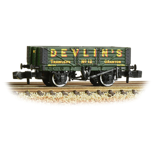Farish 377-067 5 Plank Wagon Wooden Floor 'Devlin's Trawlers' Green, N Gauge *LAST FEW*