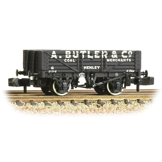 Farish 377-068 5 Plank Wagon Fixed End Wooden Floor 'A. Butler & Co.' Black, N Gauge *LAST FEW*