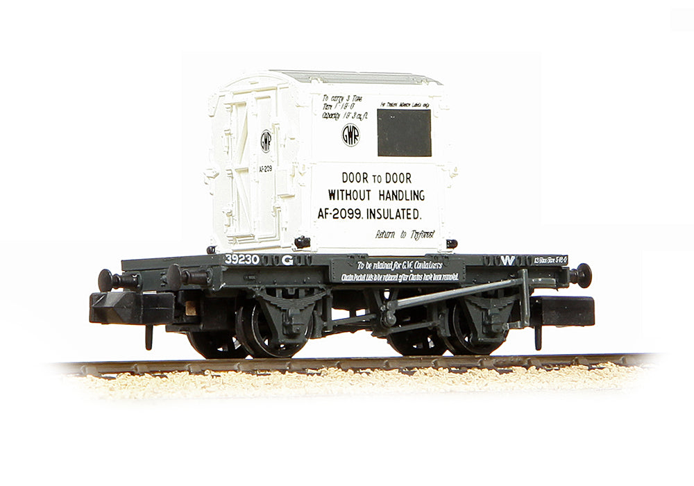 Farish 377-327B Conflat Wagon GWR Grey with AF Container GWR White N Gauge *PRE ORDER £23.7*