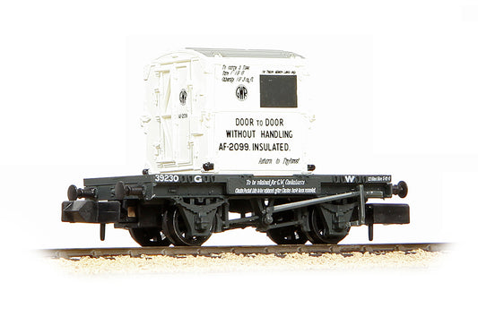 Farish 377-327B Conflat Wagon GWR Grey with AF Container GWR White N Gauge *PRE ORDER £23.7*