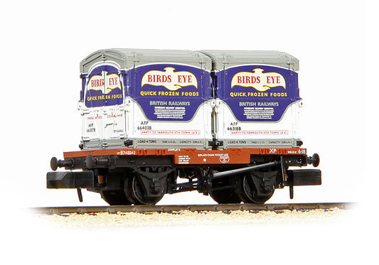Farish 377-341D Conflat Wagon BR Bauxite (Early) with x2 AF Containers 'Birds Eye' N Gauge *PRE ORDER £25.6*