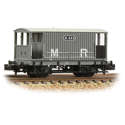 Farish 377-753 Midland 20 Ton Brake Van MR Grey, N Gauge