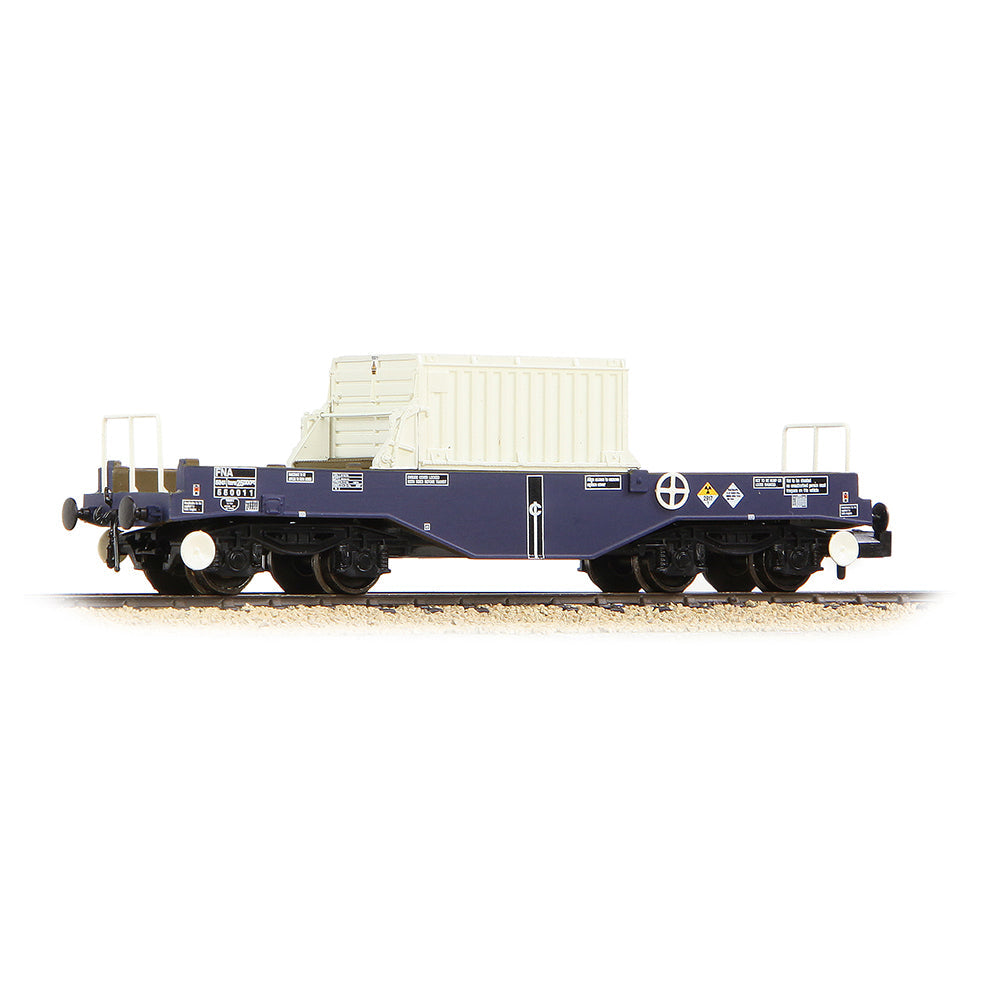 Graham Farish 377-803 BR FNA Nuclear Flask Wagon with Flat Floor DRS Blue with Flask N Gauge