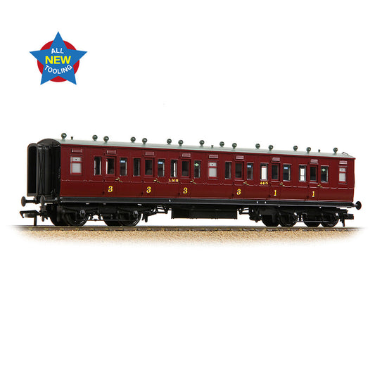 Bachmann 39-863 LNWR 50ft Arc Roof Composite Corridor LMS Crimson Lake - OO