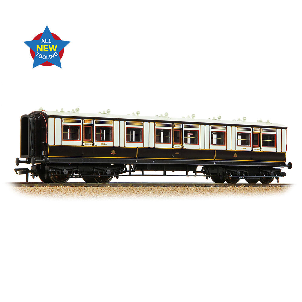 Bachmann 39-870A LNWR 50ft Arc Roof Third Corridor LNWR Dark Claret & White - OO