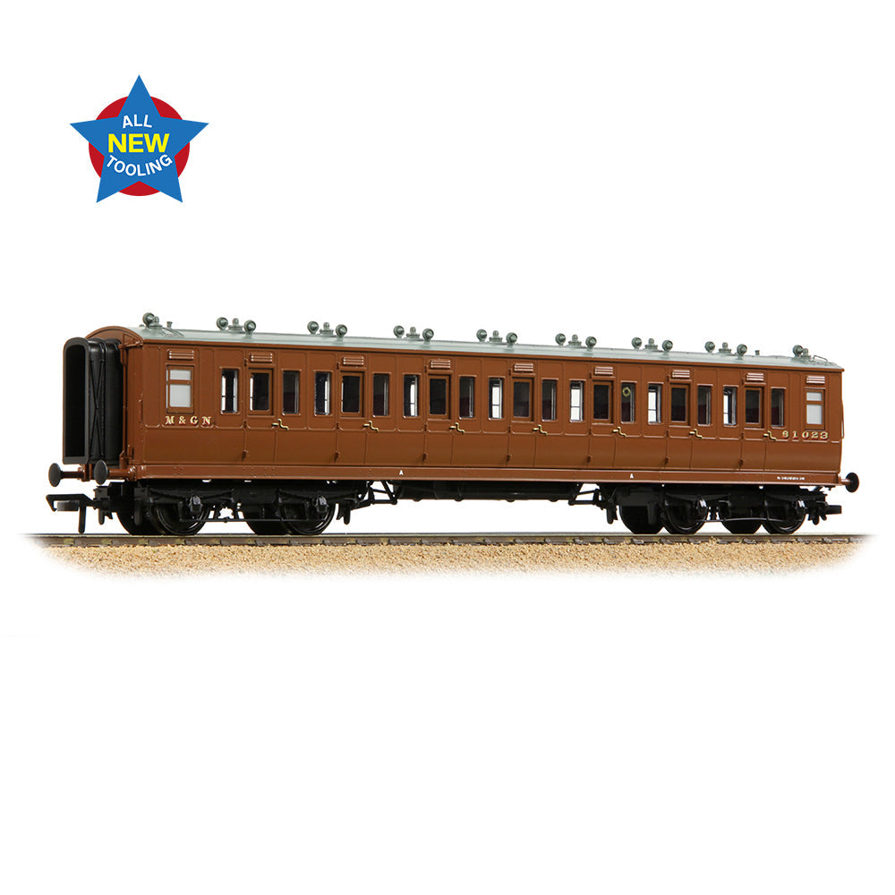 Bachmann 39-871 LNWR 50ft Arc Roof Third Corridor M&GN Brown, OO Gauge