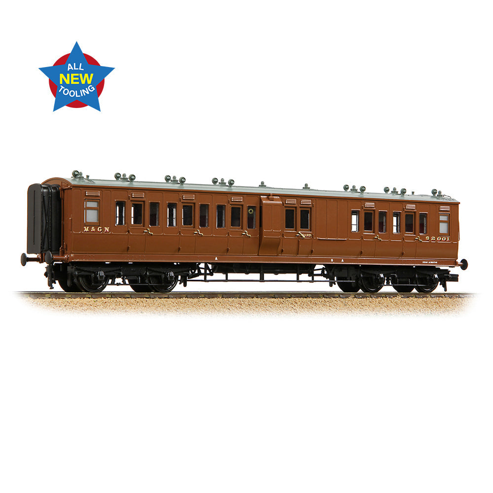 Bachmann 39-881 LNWR 50ft Arc Roof Brake Third Corridor M&GN Brown, OO Gauge