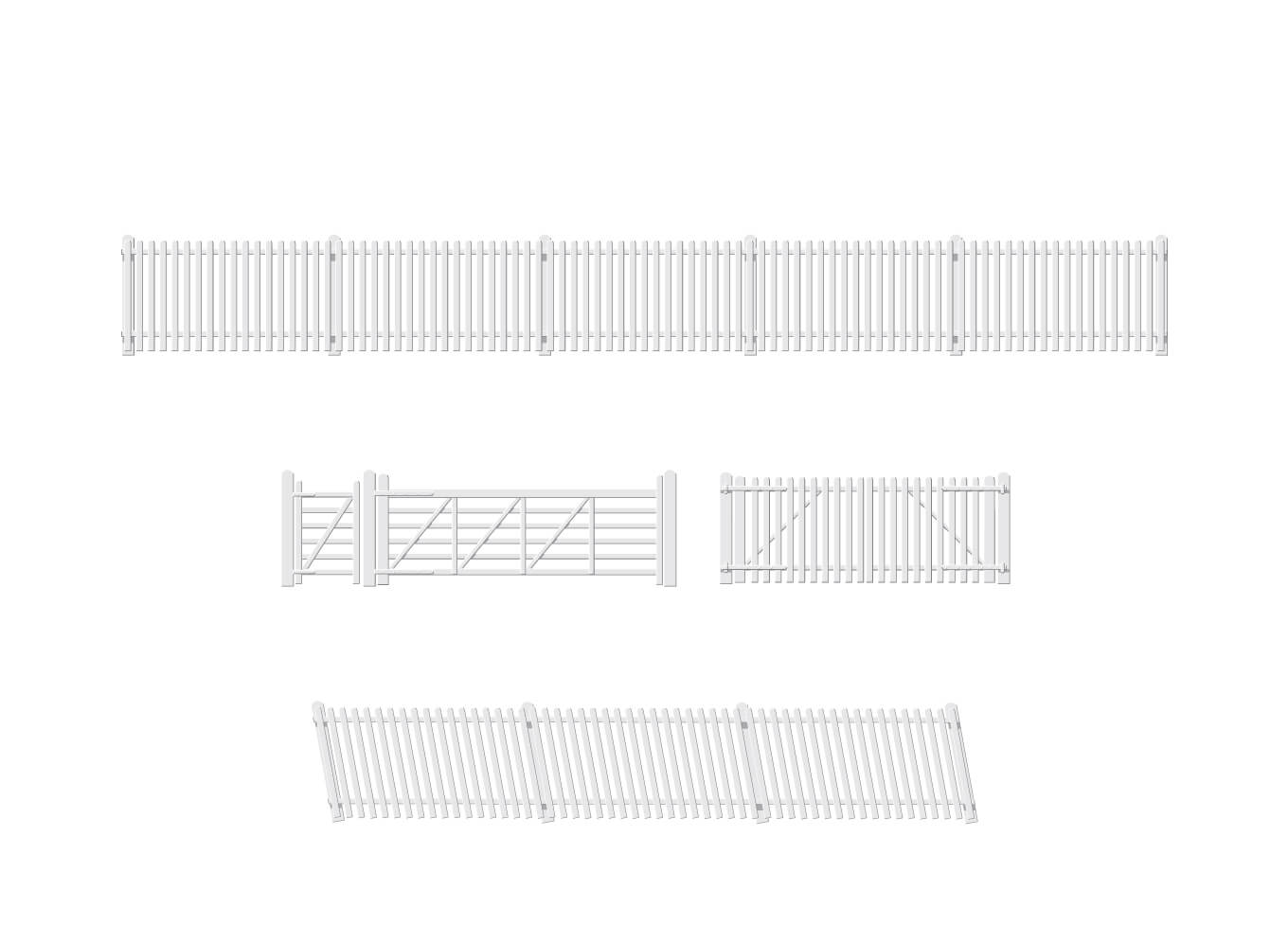 Ratio 420 GWR Station Fencing, White, (inc. gates & ramps)