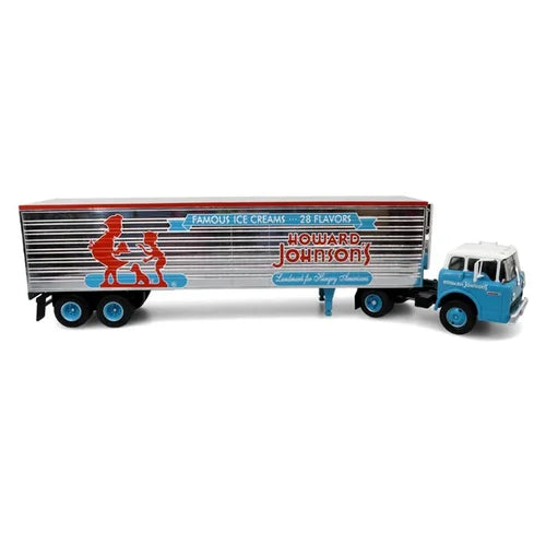 Iconic Replicas 430432 Ford C Series Cabover Truck 1994 w/Reefer Trailer Howard Johnson's 1:43 Scale