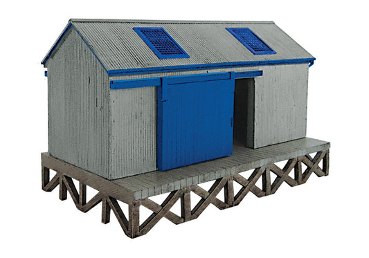 Scenecraft 44-006G Corrugated Goods Shed - Grey and Blue 1:76 Scale *PRE ORDER £55.21*