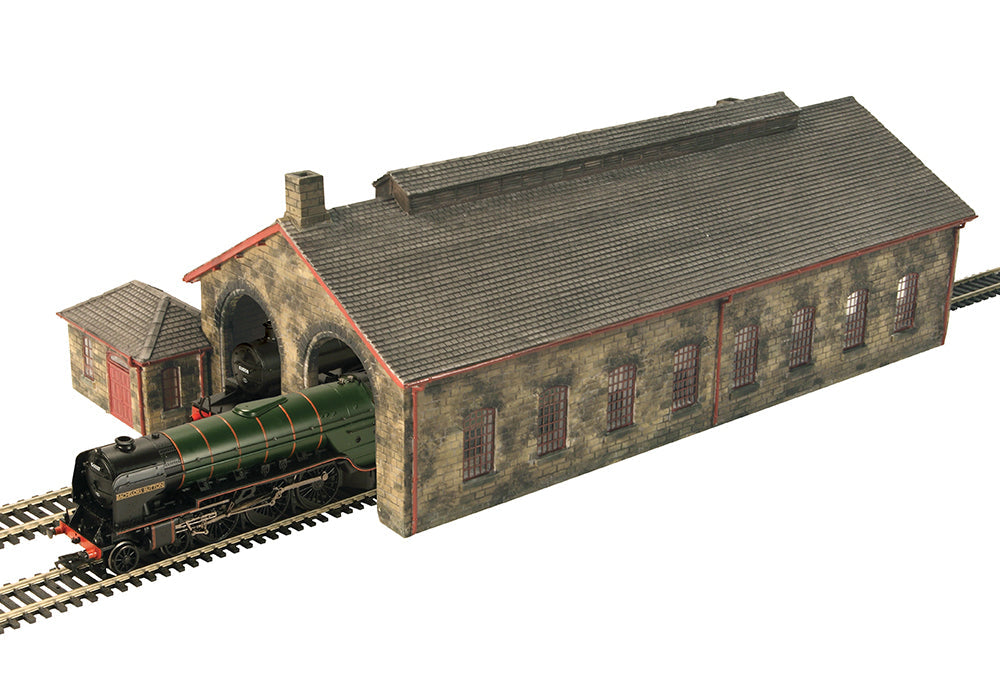 Scenecraft 44-0157R Two Road Stone Engine Shed - Red 1:76 Scale *PRE ORDER £84.96*