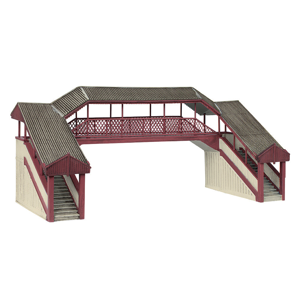 Scenecraft 44-020R Covered Metal Footbridge Red and Cream, OO Gauge