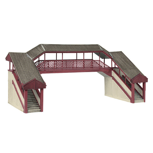Scenecraft 44-020R Covered Metal Footbridge Red and Cream, OO Gauge