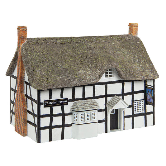 Scenecraft 44-1002W Thatched Tavern Black & White, OO Gauge