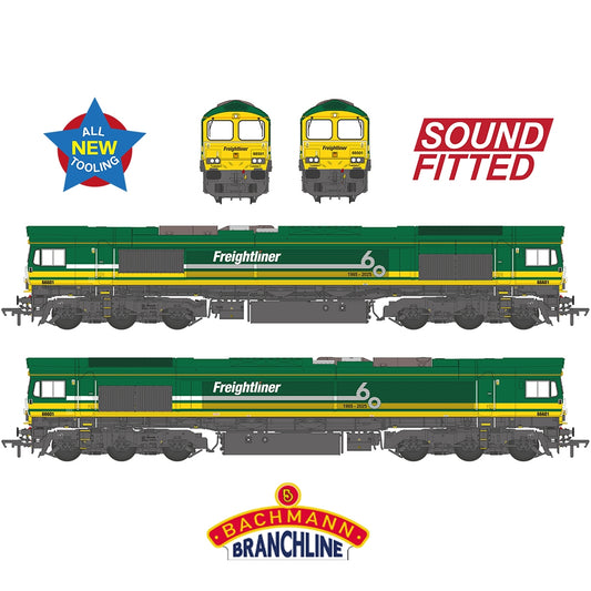 Bachmann 50-012SF Class 66/6 66601 Freightliner 60 1965-2025 Freightliner Green OO Gauge *PRE ORDER £288.96*
