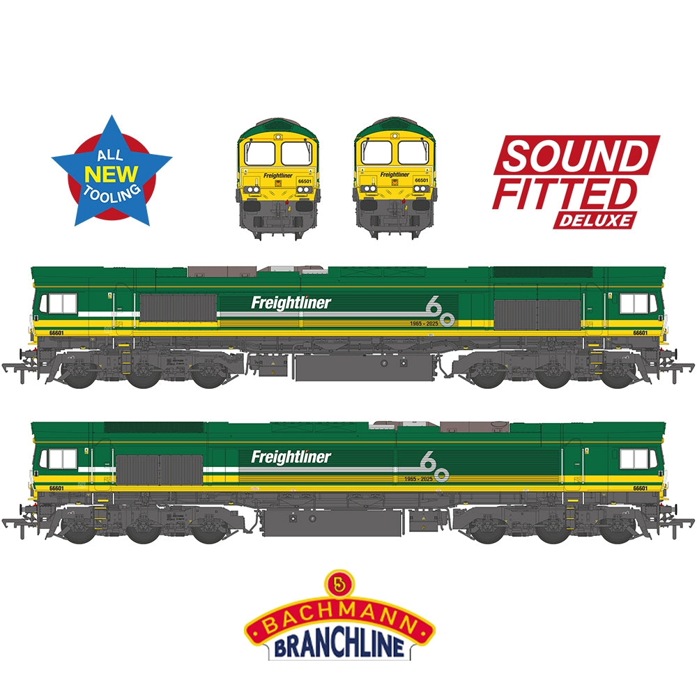 Bachmann 50-012SFX Class 66/6 66601 Freightliner 60 1965-2025 OO Gauge *PRE ORDER £314.46*