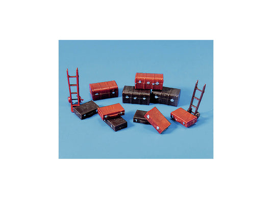 Modelscene 5062 Trunks (4), Suitcases (6) & Trolley 'Sack Truck' (2)