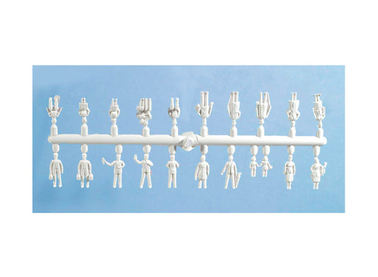 Modelscene 5200 Unpainted Passengers, Standing/Seated and Station Staff, OO Gauge