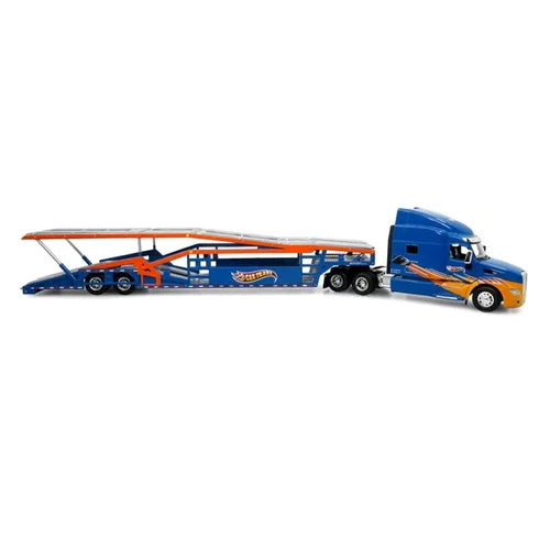 Iconic Replicas 640527 Peterbilt 579 w/Car Carrier Blue, 1:64 Scale