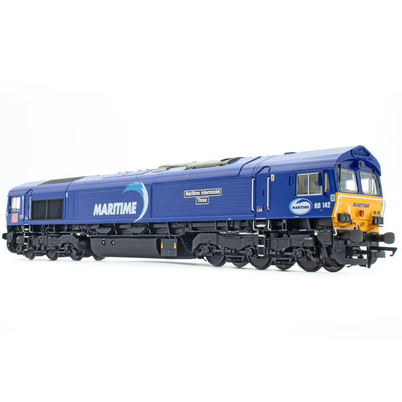 Accurascale ACC3021-DCC Class 66 DB Maritime Blue 66142 DCC Sound Fitted , OO Gauge