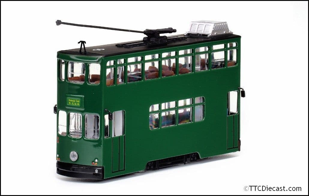 80m TT33684 Hong Kong Tramways Tram Route #8 Kennedy Town 1/76 Scale