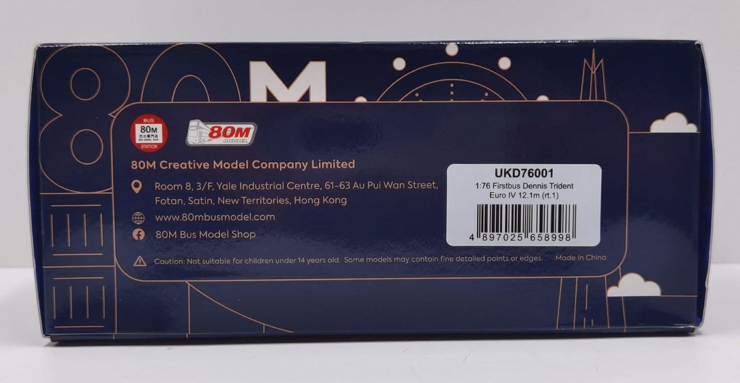 80M UKD76001 Dennis Trident ENVIRO500 Euro IV 12.1M First Bus Aberdeen Rte 1 1:76 Scale