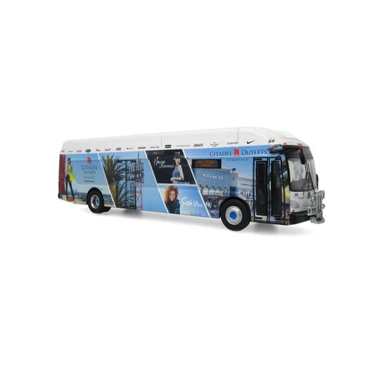 Iconic Replicas 870308 NFI Xcelsior XN40 Transit Bus City of Commerce/Citadel Outlets, 1:87 Scale *LAST FEW*