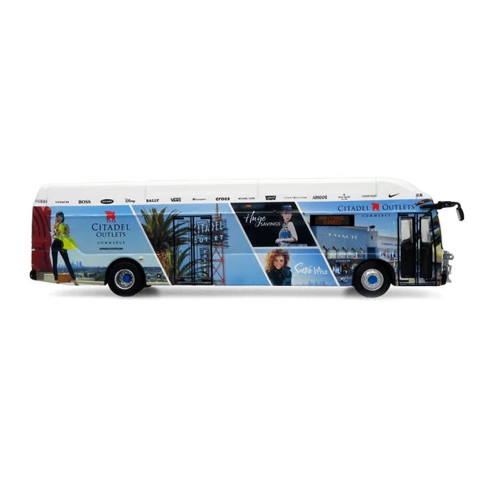 Iconic Replicas 870308 NFI Xcelsior XN40 Transit Bus City of Commerce/Citadel Outlets, 1:87 Scale *LAST FEW*