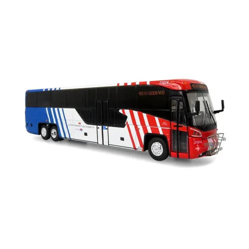 Iconic Replicas 870368 MCI D45 CRT LE Coach Salt Lake City UTA Transit 455 to Ogden/WSU, 1:87 Scale