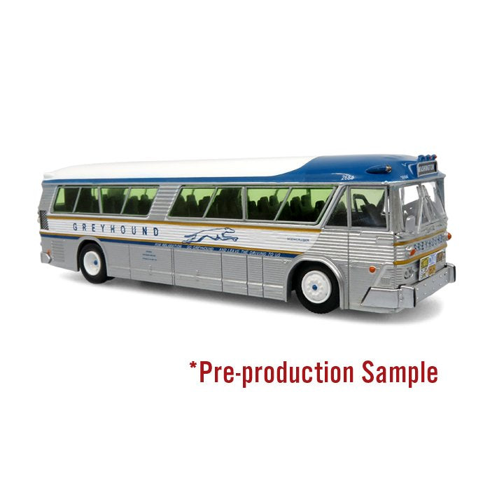 Iconic Replicas 870625 MCI MC-5A Coach Greyhound Gold Stripe 50th Anniversary, 1:87 Scale *PRE ORDER £50.39*