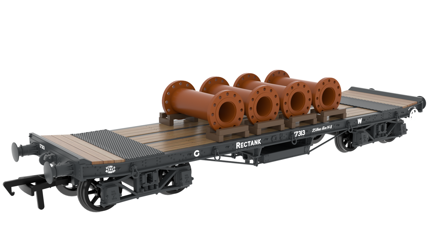 Rapido 985007 WD 35T Rectank No.17313 - GWR Grey (Pipe Load) OO Gauge *PRE ORDER £49.46*