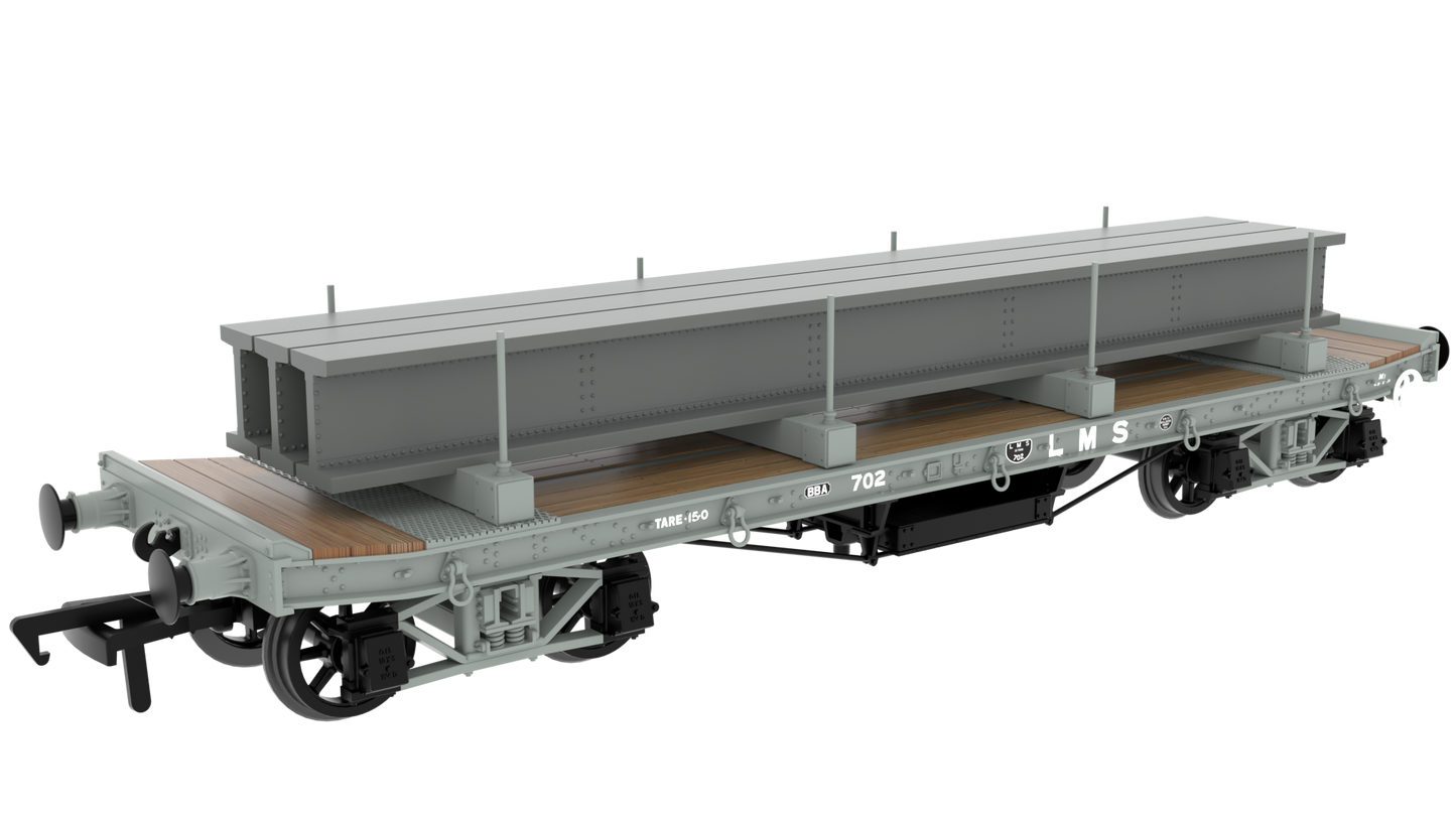 Rapido 985012 WD 35T Rectank No.702 - LMS Grey (Girder Load on Bolsters) OO Gauge *PRE ORDER £49.46*