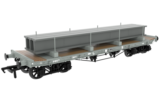 Rapido 985013 WD 35T Rectank No.3867 - LMS Grey (Girder Load on Bolsters) OO Gauge *PRE ORDER £49.46*