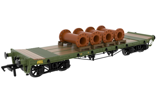 Rapido 985018 WD 35T Rectank No.84022 - Army Green (Pipe Load) OO Gauge *PRE ORDER £49.46*