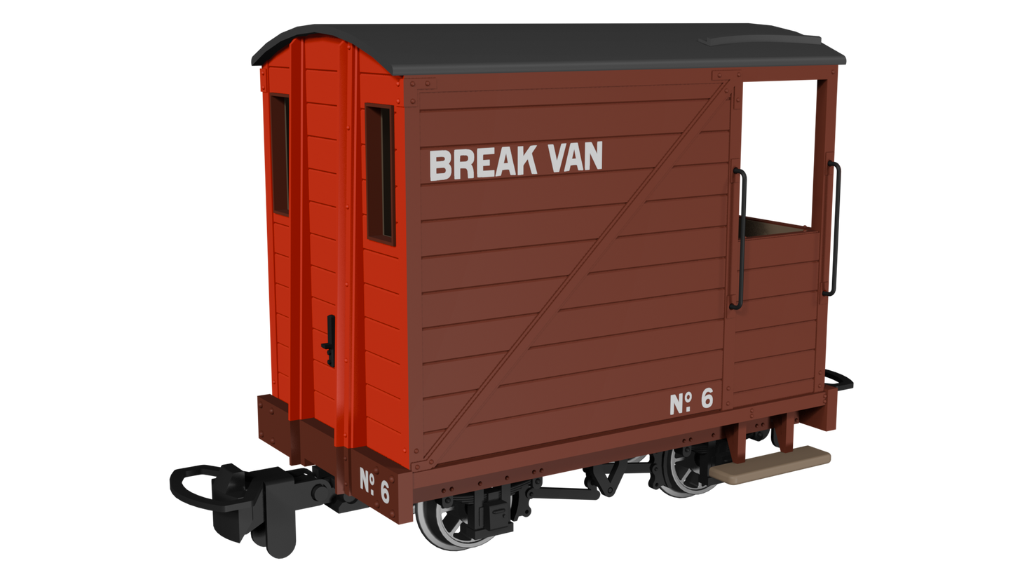 Rapido 990802 Single Veranda Brake Van, Brown with Red Ends No.6, OO9 Gauge *PRE ORDER £26.96*