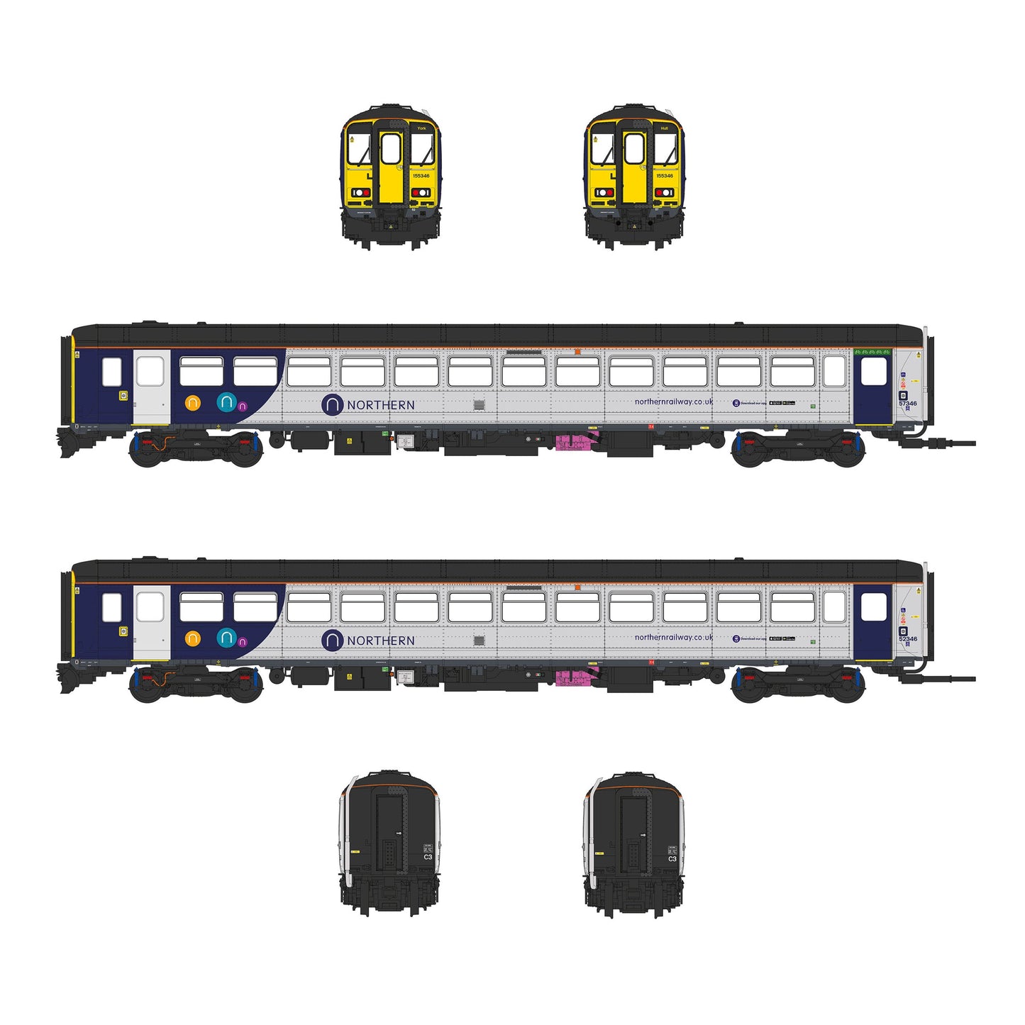 Accurascale ACC3522 x Heljan Class 155 - Northern - 155346 - OO Scale *PRE ORDER £219.98*