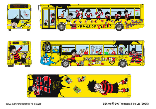 EFE Road E36720	Dennis Dart SLF/Pointer 2 Dennis the Menace 75th Anniversary Special *PRE ORDER £50.95*