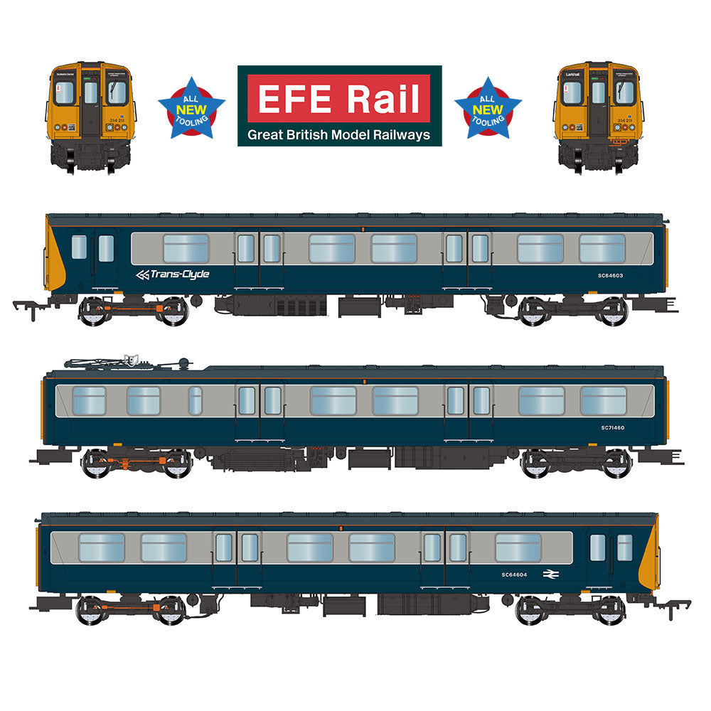 EFE Rail E81013 Class 314 3-Car EMU 314211 BR Blue & Grey 'Trans-Clyde' OO Gauge *PRE ORDER £297.46*