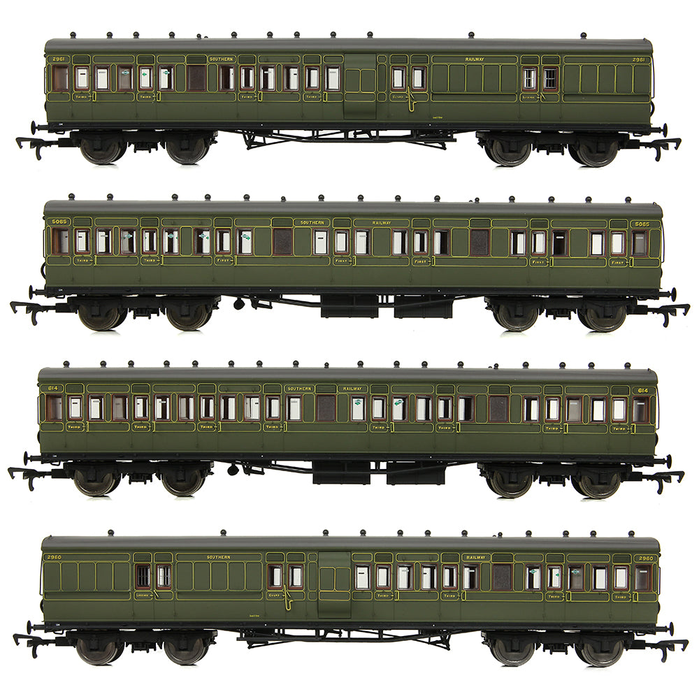 EFE Rail E86012 LSWR Cross Country 4-Coach Pack SR Maunsell Green, OO Gauge