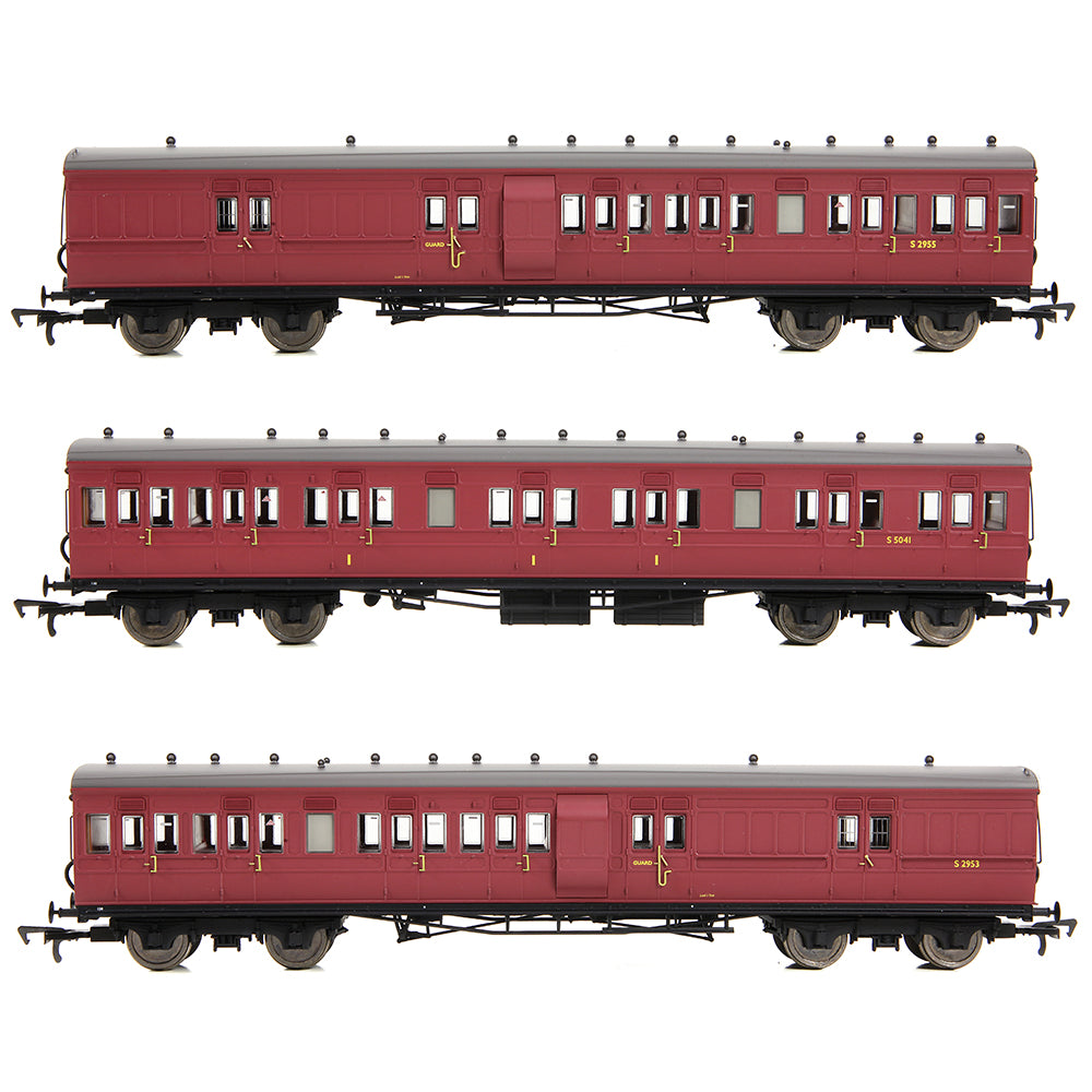 EFE Rail E86014 LSWR Cross Country 3-Coach Pack BR Crimson OO Gauge *LAST FEW*