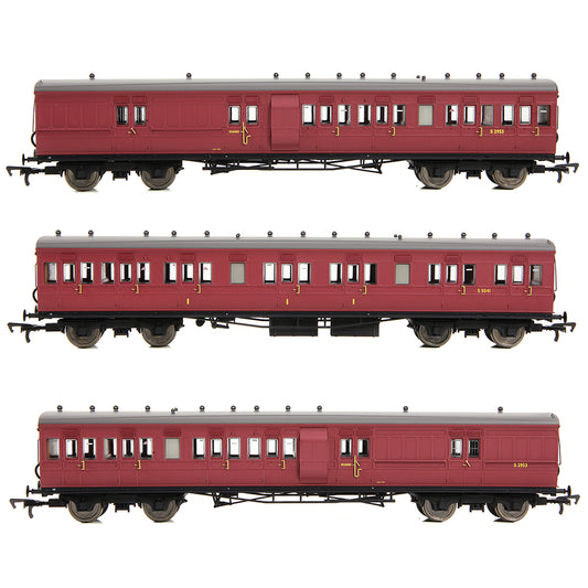 EFE Rail E86014 LSWR Cross Country 3-Coach Pack BR Crimson OO Gauge *LAST FEW*