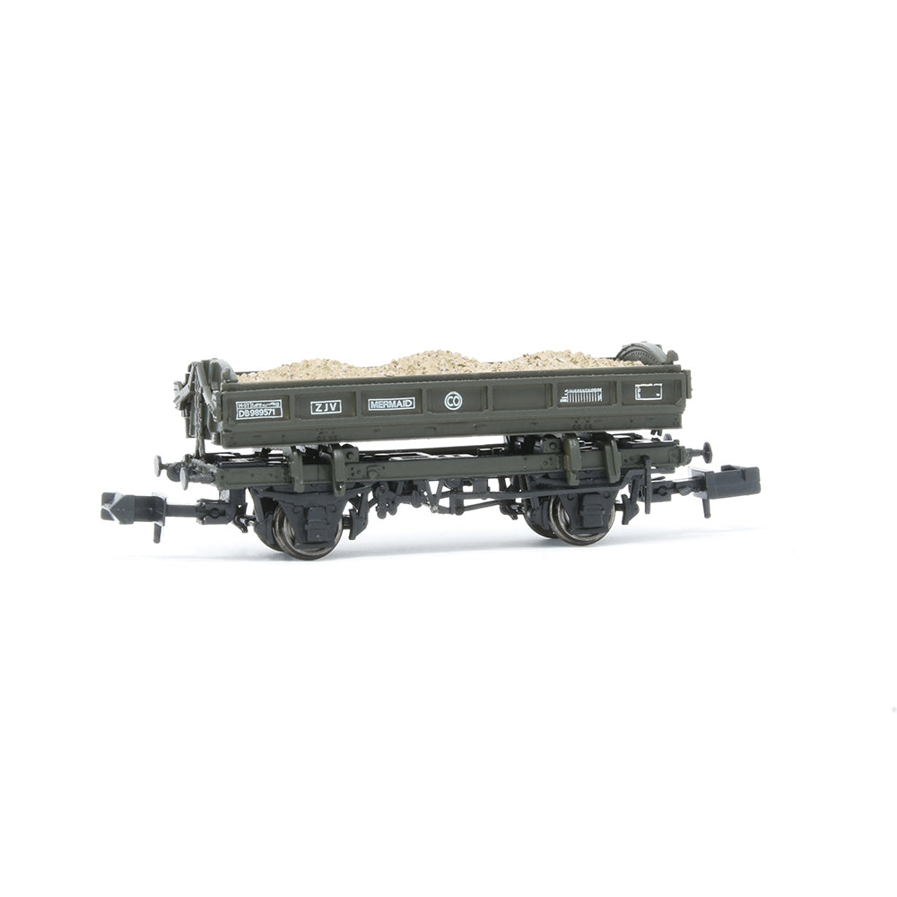 EFE Rail E87513 14T 'Mermaid' Side Tipping Ballast Wagon BR Olive Green, N Gauge *LAST FEW*