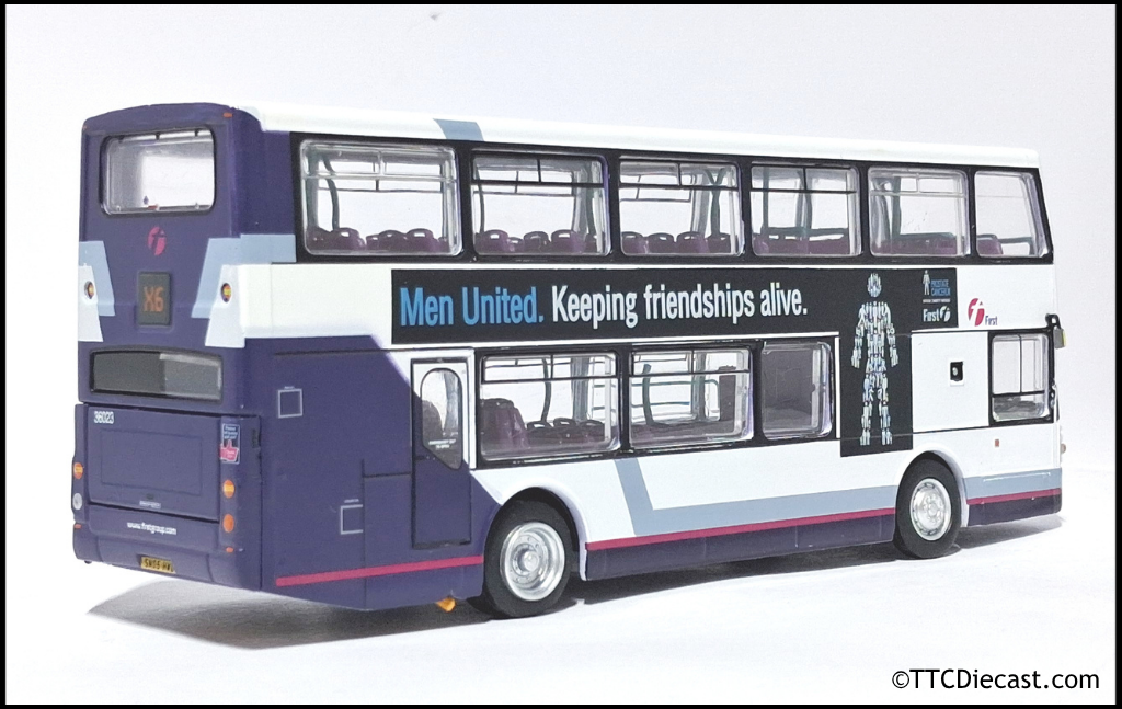 OMNIDEKKA / Britbus ES-22a Scania Omnidekka, First Bus, First Bluebird, Rte X6 Haymarket 1:76 Scale