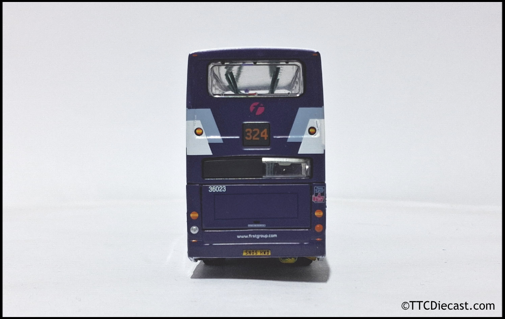 OMNIDEKKA / Britbus ES-22b Scania Omnidekka, First Bus, First Bluebird, Rte 324 Dollar The Ness 1:76 Scale