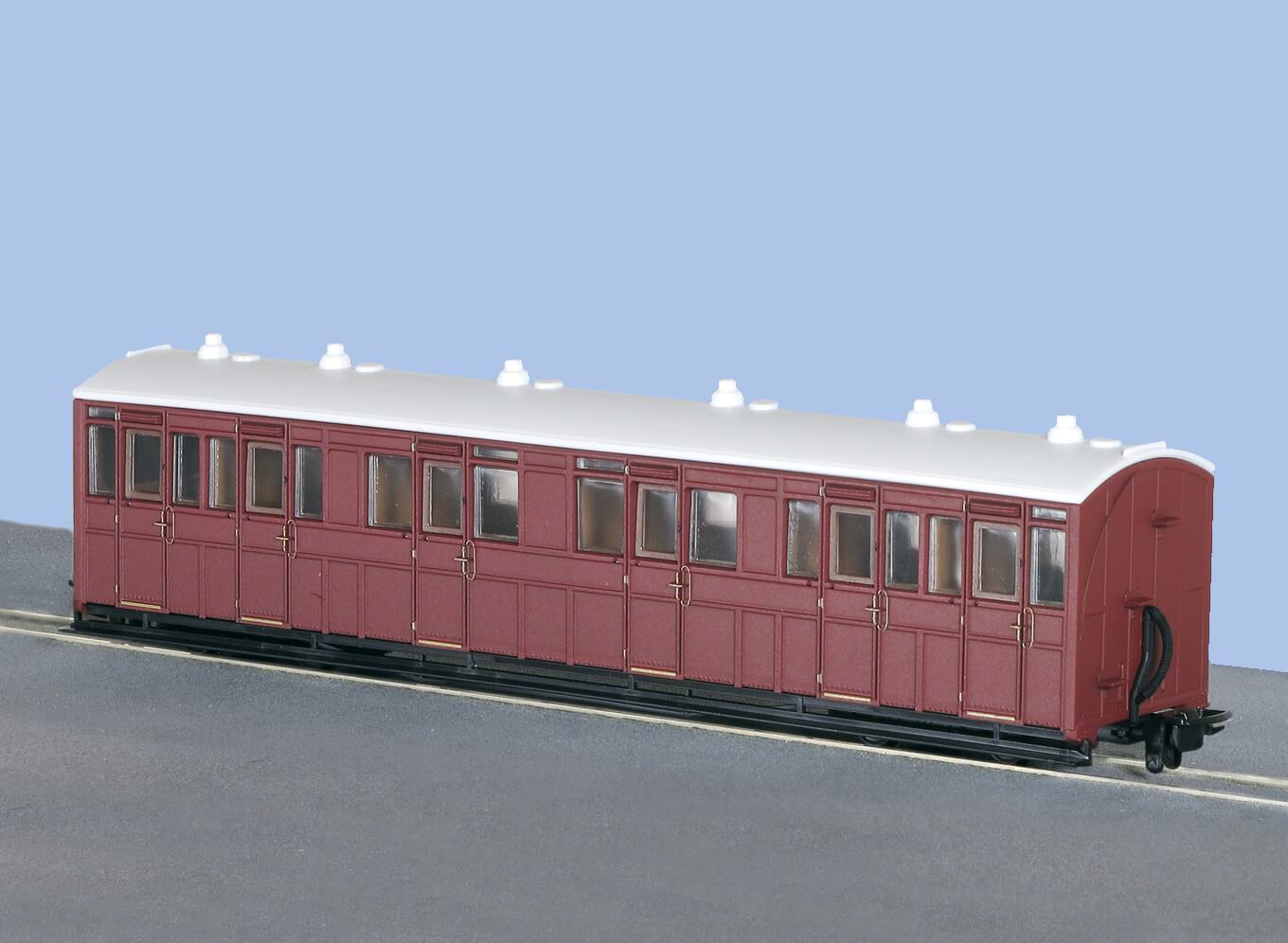 Peco GR-400U OO-9 L&B Composite Coach Indian Red Unlettered