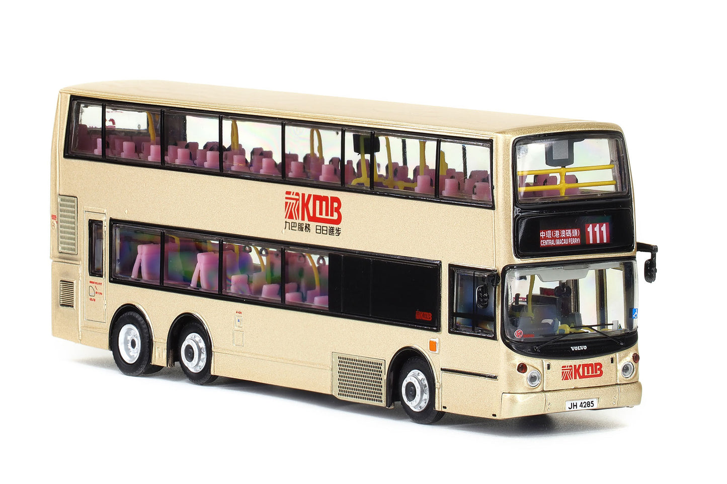80m KMB2020024 KMB Volvo Super Olympian 12m Route #111 Central (Macau Ferry) 1/76 Scale