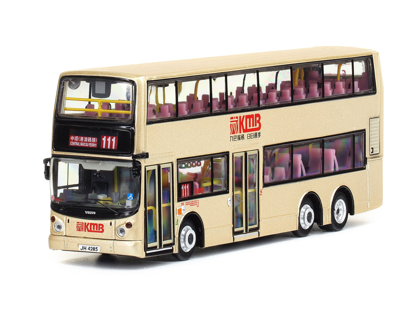 80m KMB2020024 KMB Volvo Super Olympian 12m Route #111 Central (Macau Ferry) 1/76 Scale