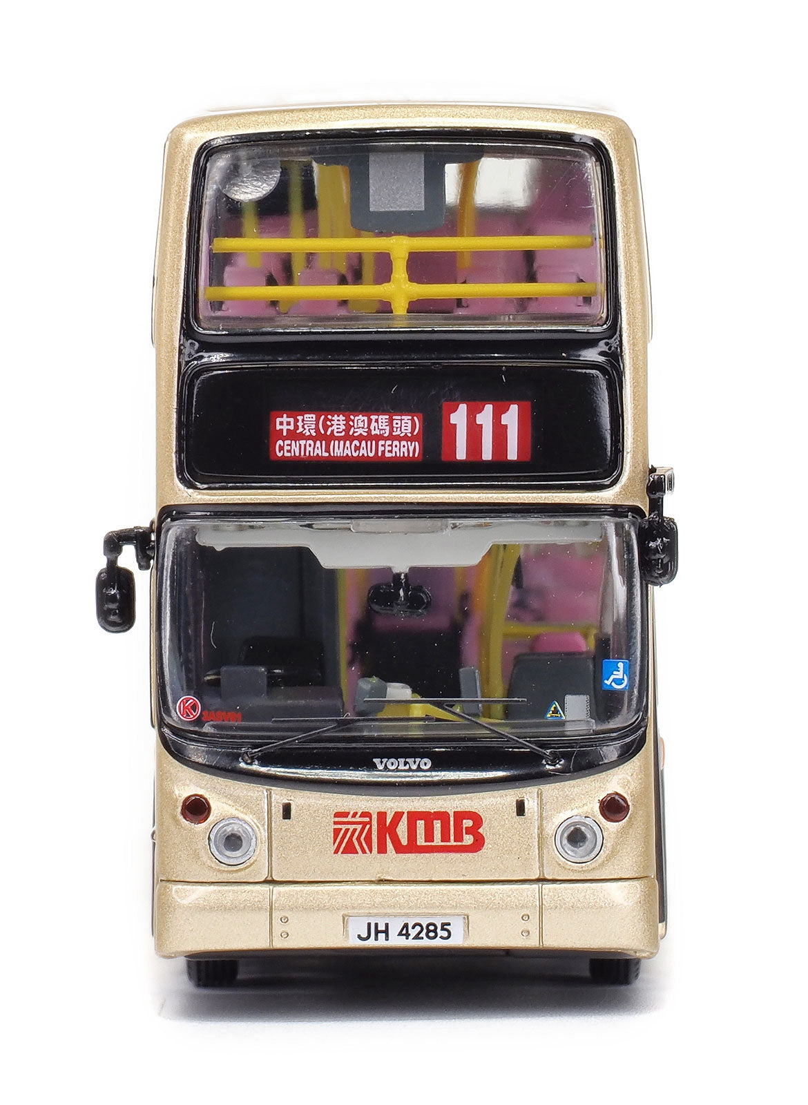 80m KMB2020024 KMB Volvo Super Olympian 12m Route #111 Central (Macau Ferry) 1/76 Scale