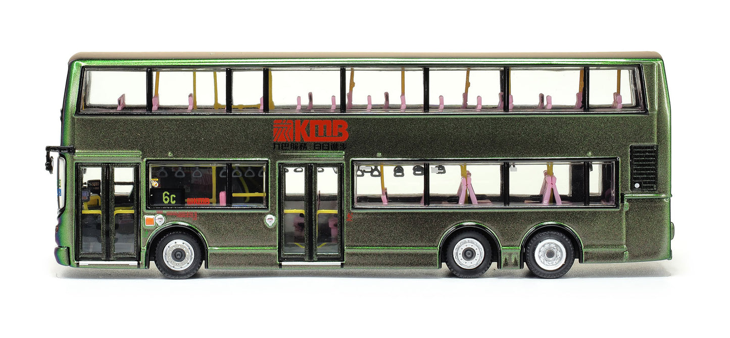 80m KMB2020025 KMB Volvo Super Olympian 12m Green Bus Route #6C 1/76 Scale