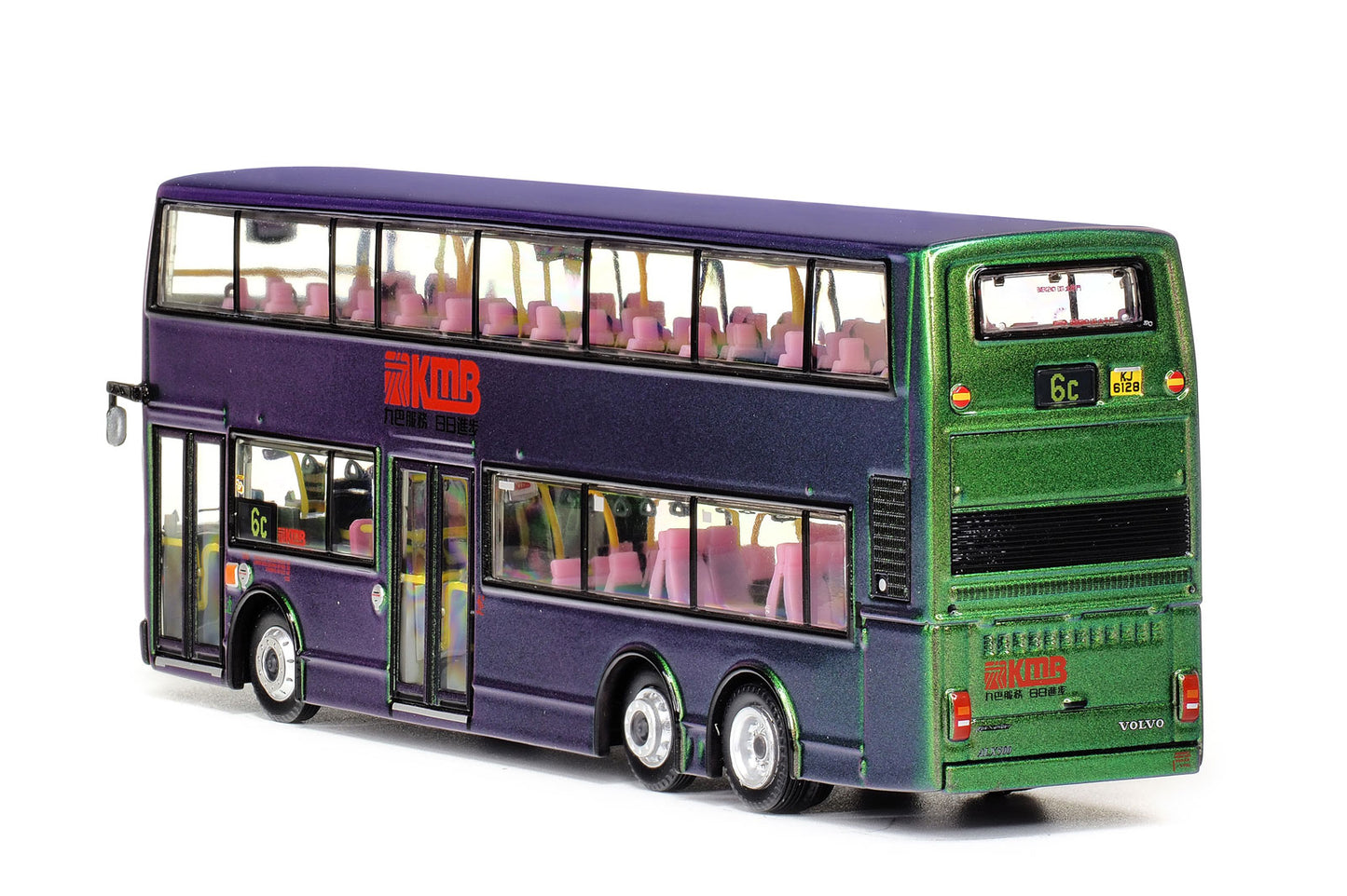 80m KMB2020025 KMB Volvo Super Olympian 12m Green Bus Route #6C 1/76 Scale